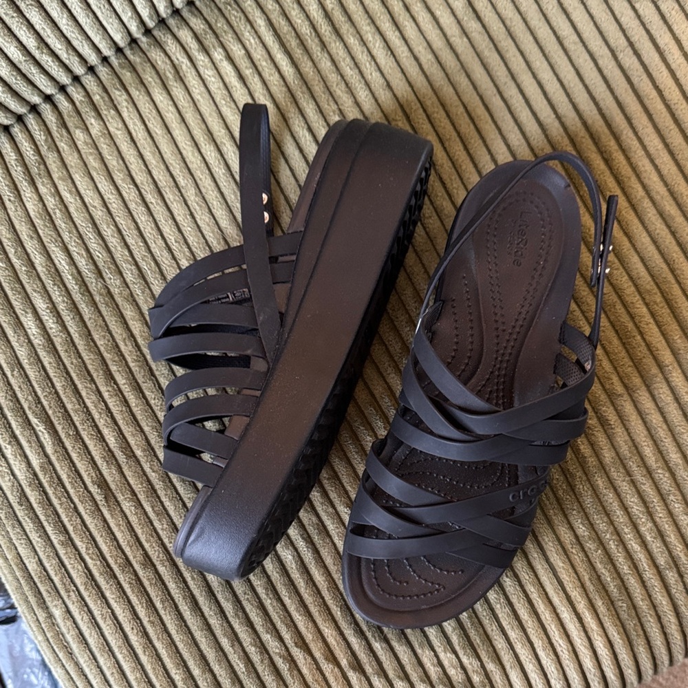 Crocs liferide Black Strappy Platform Sandals